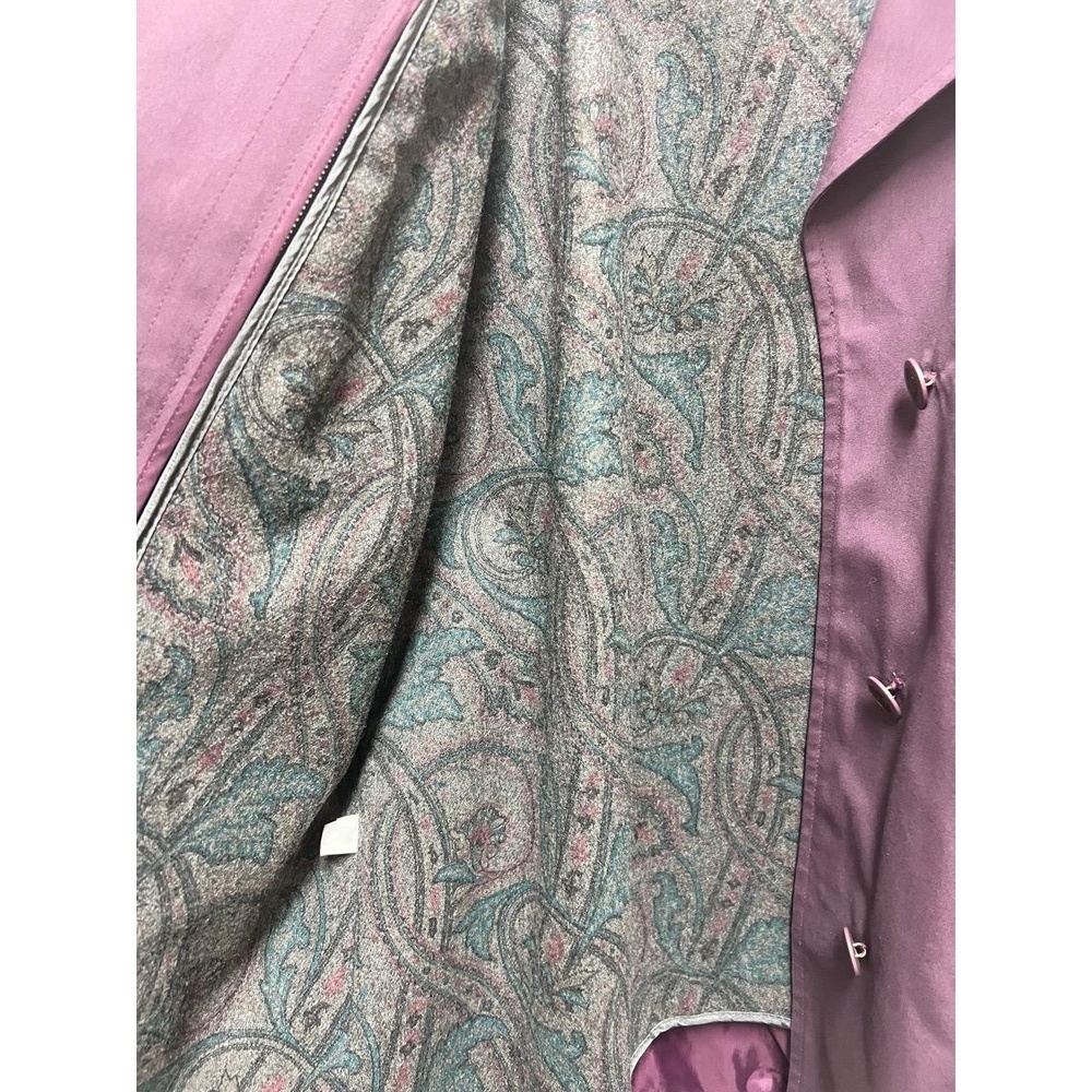LONDON FOG Womens Size 8 Purple Classic Trench Coat Paisley Lined Vintage - Picture 13 of 13